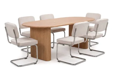 Noira Matgrupp förlängningsbart 160-220 cm Ek med 6 Milva Matstolar - Ek - Möbler - Matplats - Matgrupp & matbord med stolar
