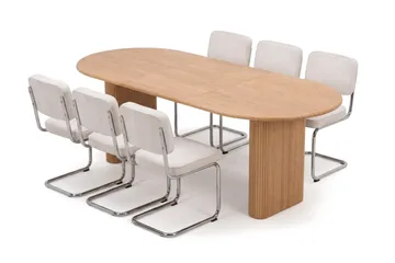 Noira Matgrupp förlängningsbart 160-220 cm Ek med 6 Milva Matstolar - Ek - Möbler - Matplats - Matgrupp & matbord med stolar