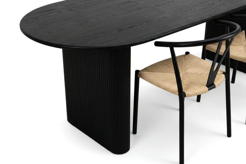 Noira Matgrupp förlängningsbart 220-320 cm Svart med 6 Elysia Matstolar - Möbler - Matplats - Matgrupp & matbord med stolar