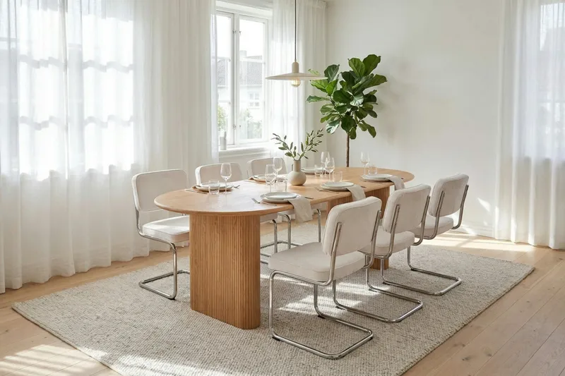 Noira Matgrupp rektangulärt 220 cm Ek med 6 Milva Matstolar - Ek - Möbler - Matplats - Matgrupp & matbord med stolar