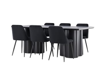 Olivia Matgrupp 210 cm Rektangulär med 6 Night stolar - Möbler - Matplats - Matgrupp & matbord med stolar