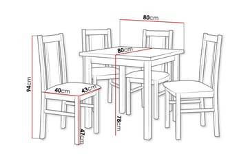 Patrickswell Kvadratisk Matgrupp 80x80 cm – Matbord med 4 Matstolar med Klädd Rygg i Trä - Mörkbrun|Brun - Möbler - Matplats - Matgrupp & matbord med stolar