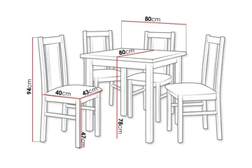 Patrickswell Kvadratisk Matgrupp 80x80 cm – Matbord med 4 Matstolar med Klädd Rygg i Trä - Mörkbrun|Grå - Möbler - Matplats - Matgrupp & matbord med stolar