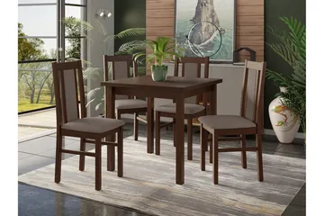 Patrickswell Kvadratisk Matgrupp 80x80 cm – Matbord med 4 Matstolar med Klädd Rygg i Trä - Mörkbrun|Gråbrun - Möbler - Matplats - Matgrupp & matbord med stolar