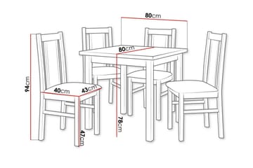 Patrickswell Kvadratisk Matgrupp 80x80 cm – Matbord med 4 Matstolar med Klädd Rygg i Trä - Natur|Olivgrön - Möbler - Matplats - Matgrupp & matbord med stolar