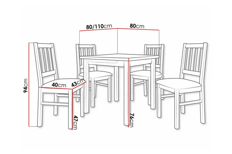 Patrickswell Kvadratisk Utdragbar Matgrupp 80–110 cm – Matbord med 4 Matstolar med Spjälrygg i Trä - Mörkbrun|Beige - Möbler - Matplats - Matgrupp & matbord med stolar