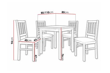 Patrickswell Kvadratisk Utdragbar Matgrupp 80–110 cm – Matbord med 4 Matstolar med Spjälrygg i Trä - Natur|Brun - Möbler - Matplats - Matgrupp & matbord med stolar