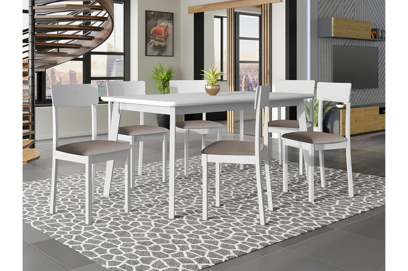 Patrickswell Matgrupp Beige/Vit - Möbler - Matplats - Matgrupp & matbord med stolar