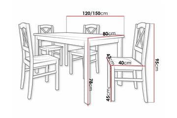 Patrickswell Rektangulär Utdragbar Matgrupp 120–150 cm – Matbord med Ekutseende och 4 Matstolar med Kryssrygg i Trä - Svart|Natur - Möbler - Matplats - Matgrupp & matbord med stolar