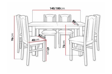 Patrickswell Rektangulär Utdragbar Matgrupp 140–180 cm – Matbord med 6 Matstolar med Klädd Rygg i Trä - Natur|Grå - Möbler - Matplats - Matgrupp & matbord med stolar