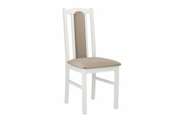 Patrickswell Rektangulär Utdragbar Matgrupp 140–180 cm – Matbord med 6 Matstolar med Klädd Rygg i Trä - Vit|Beige - Möbler - Matplats - Matgrupp & matbord med stolar