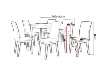Patrickswell Rektangulär Utdragbar Matgrupp 140–180 cm – Matbord med Ekutseende och 6 Klädda Matstolar med Raka Ben - Svart|Beige|Natur - Möbler - Matplats - Matgrupp & matbord med stolar