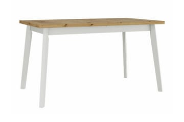 Patrickswell Rektangulär Utdragbar Matgrupp 140–180 cm – Matbord med Ekutseende och 6 Klädda Matstolar med Raka Ben - Vit|Beige|Natur - Möbler - Matplats - Matgrupp & matbord med stolar