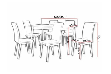 Patrickswell Rektangulär Utdragbar Matgrupp 140–180 cm – Matbord med Ekutseende och 6 Klädda Matstolar med Raka Ben - Vit|Olivgrön|Brun - Möbler - Matplats - Matgrupp & matbord med stolar