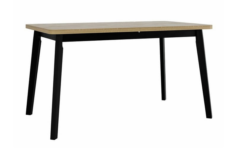 Patrickswell Rektangulär Utdragbar Matgrupp 140–180 cm – Matbord med Ekutseende och 6 Klädda Matstolar med Vinklade Ben - Svart|Beige|Ljusbrun - Möbler - Matplats - Matgrupp & matbord med stolar