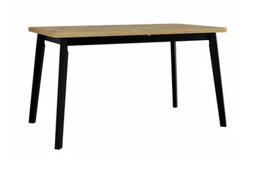 Patrickswell Rektangulär Utdragbar Matgrupp 140–180 cm – Matbord med Ekutseende och 6 Klädda Matstolar med Vinklade Ben - Svart|Beige|Natur - Möbler - Matplats - Matgrupp & matbord med stolar