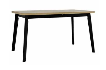 Patrickswell Rektangulär Utdragbar Matgrupp 140–180 cm – Matbord med Ekutseende och 6 Klädda Matstolar med Vinklade Ben - Svart|Ljusbrun - Möbler - Matplats - Matgrupp & matbord med stolar