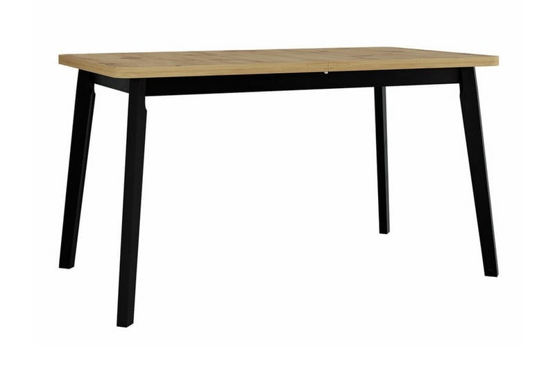 Patrickswell Rektangulär Utdragbar Matgrupp 140–180 cm – Matbord med Ekutseende och 6 Klädda Matstolar med Vinklade Ben - Svart|Natur - Möbler - Matplats - Matgrupp & matbord med stolar