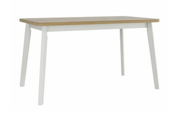 Patrickswell Rektangulär Utdragbar Matgrupp 140–180 cm – Matbord med Ekutseende och 6 Klädda Matstolar med Vinklade Ben - Vit|Beige|Ljusbrun - Möbler - Matplats - Matgrupp & matbord med stolar