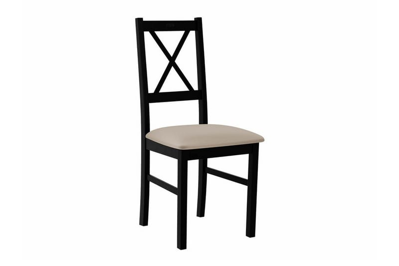 Patrickswell Rektangulär Utdragbar Matgrupp 140–180 cm – Matbord med Ekutseende och 6 Matstolar med Kryssrygg i Trä - Svart|Beige|Natur - Möbler - Matplats - Matgrupp & matbord med stolar