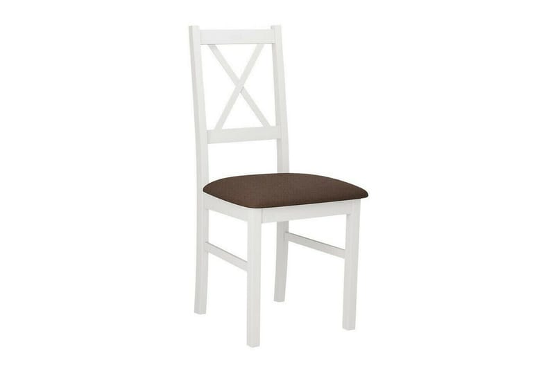 Patrickswell Rektangulär Utdragbar Matgrupp 140–180 cm – Matbord med Ekutseende och 6 Matstolar med Kryssrygg i Trä - Vit|Brun|Natur - Möbler - Matplats - Matgrupp & matbord med stolar
