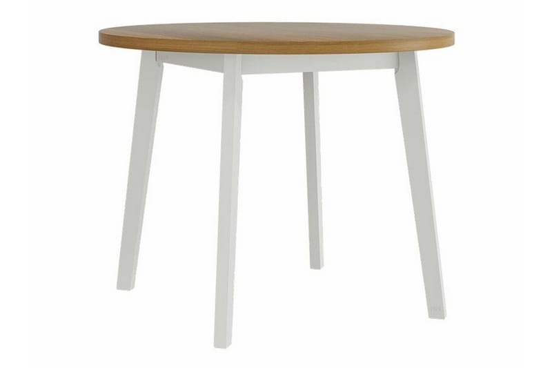 Patrickswell Rund Matgrupp 100 cm – Matbord med Ekutseende och 4 Matstolar med Klädd Rygg i Trä - Vit|Beige - Möbler - Matplats - Matgrupp & matbord med stolar