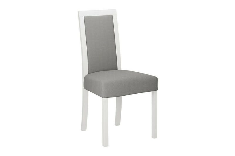 Patrickswell Rund Matgrupp 100 cm – Matbord med Ekutseende och 4 Matstolar med Klädd Rygg i Trä - Vit|Grå - Möbler - Matplats - Matgrupp & matbord med stolar