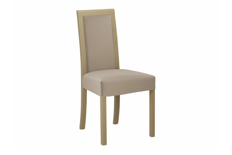 Patrickswell Rund Matgrupp 100 cm – Matbord med Vit Skiva och 4 Matstolar med Klädd Rygg i Trä - Natur|Beige - Möbler - Matplats - Matgrupp & matbord med stolar