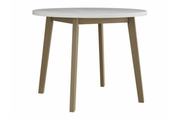 Patrickswell Rund Matgrupp 100 cm – Matbord med Vit Skiva och 4 Matstolar med Klädd Rygg i Trä - Natur|Beige - Möbler - Matplats - Matgrupp & matbord med stolar