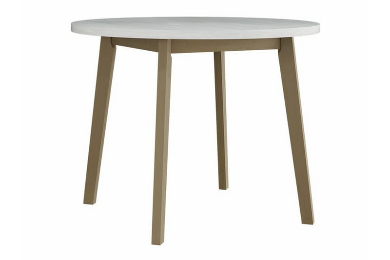 Patrickswell Rund Matgrupp 100 cm – Matbord med Vit Skiva och 4 Matstolar med Klädd Rygg i Trä - Natur|Beige - Möbler - Matplats - Matgrupp & matbord med stolar