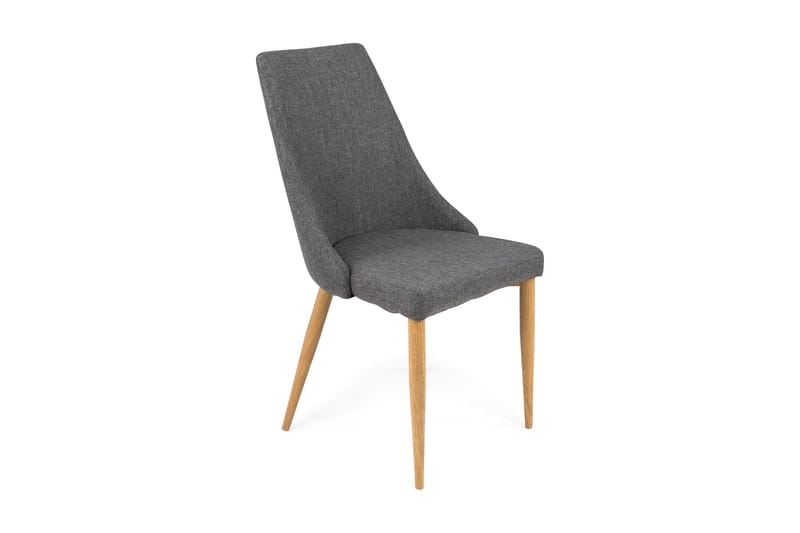 PEDER Matbord 180 Vit/Ek + 6 LISITA Stol Mörkgrå - Möbler - Matplats - Matgrupp & matbord med stolar