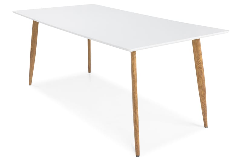 PEDER Matbord 180 Vit/Ek + 6 LISITA Stol Mörkgrå - Möbler - Matplats - Matgrupp & matbord med stolar