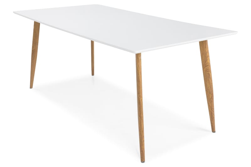 PEDER Matbord 180 Vit/Ek + 6 LISITA Stol Mörkgrå - Matgrupp & matbord med stolar