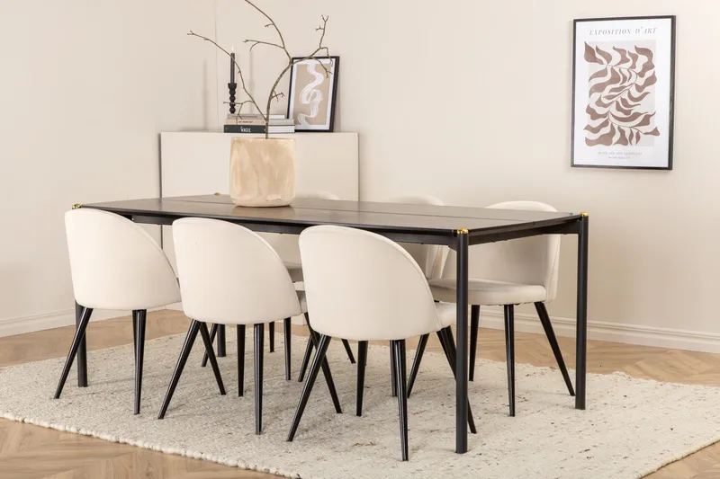 Pelle matbord med 6st Velvet matstol - Möbler - Matplats - Matgrupp & matbord med stolar