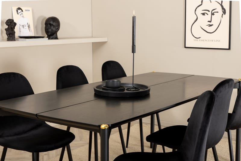 Pelle Matgrupp 190 cm inkl 6 Pontus Stolar - Svart - Möbler - Matplats - Matgrupp & matbord med stolar