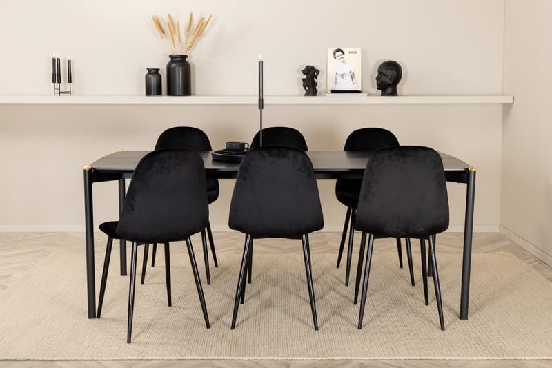Pelle Matgrupp 190 cm inkl 6 Pontus Stolar - Svart - Möbler - Matplats - Matgrupp & matbord med stolar