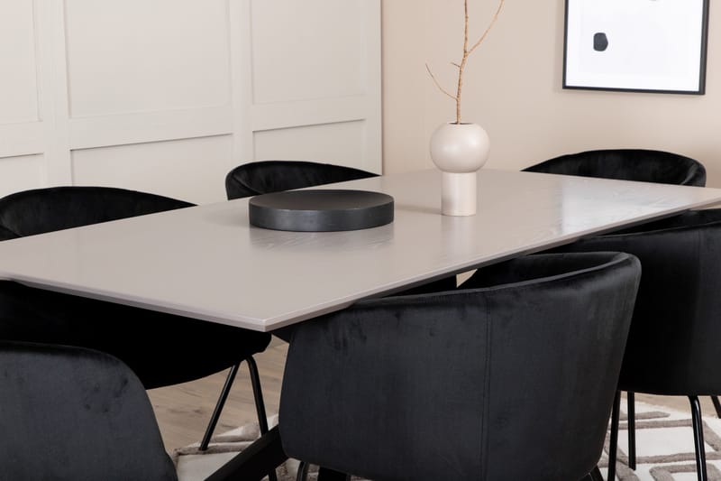 Penny Matgrupp 190 cm inkl 6 Berita Stolar - Grå/Svart - Möbler - Matplats - Matgrupp & matbord med stolar