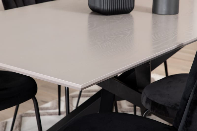 Penny Matgrupp 190 cm inkl 6 Limhamn Sammetsstolar - Grå/Svart - Möbler - Matplats - Matgrupp & matbord med stolar