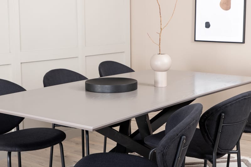 Penny Matgrupp 190 cm inkl 6 Moncoll Stolar - Grå/Svart - Möbler - Matplats - Matgrupp & matbord med stolar