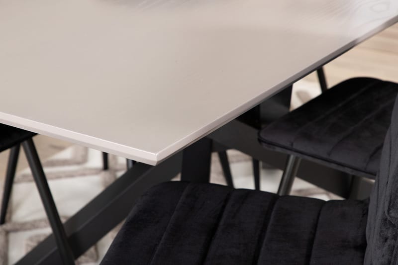 Penny Matgrupp 190 cm inkl 6 Robin Sammetsstolar - Grå/Svart - Möbler - Matplats - Matgrupp & matbord med stolar