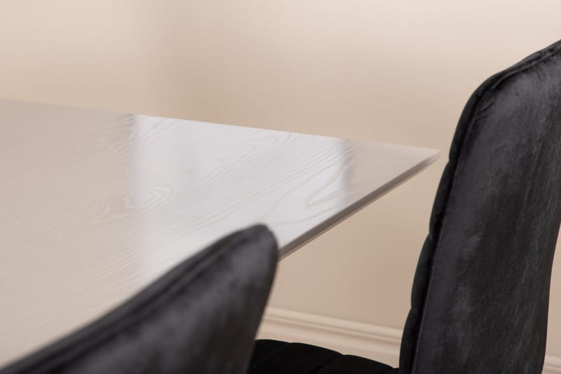 Penny Matgrupp 190 cm inkl 6 Robin Sammetsstolar - Grå/Svart - Möbler - Matplats - Matgrupp & matbord med stolar