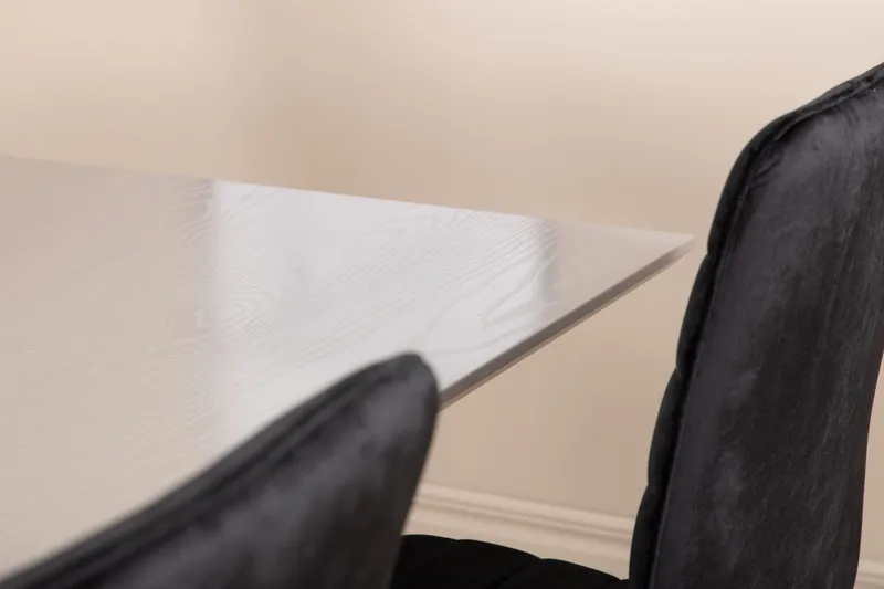 Penny Matgrupp 190 cm inkl 6 Robin Sammetsstolar - Grå/Svart - Möbler - Matplats - Matgrupp & matbord med stolar