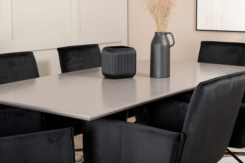 Penny Matgrupp 190 cm inkl 6 Pipi Stolar - Grå/Svart/Koppar - Möbler - Matplats - Matgrupp & matbord med stolar