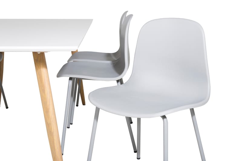 PESO Matbord 180 cm Vit + 6 INTORP Stolar Grå - Möbler - Matplats - Matgrupp & matbord med stolar