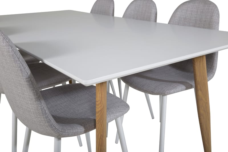 PESO Matbord 180 cm Vit + 6 SOBRIDO Stolar Grå - Möbler - Matplats - Matgrupp & matbord med stolar