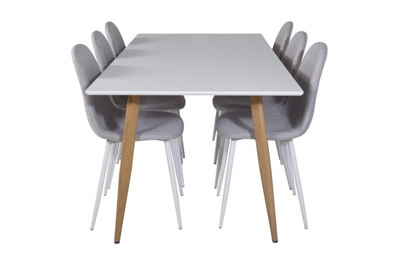 PESO Matbord 180 cm Vit + 6 SOBRIDO Stolar Grå - Möbler - Matplats - Matgrupp & matbord med stolar