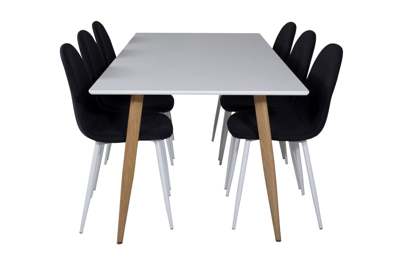 PESO Matbord 180 cm Vit + 6 SOBRIDO Stolar Svart - Möbler - Matplats - Matgrupp & matbord med stolar