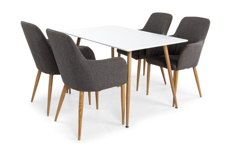 PESO Matbord + 4 CASPIAN Stol Mörkgrå/Vit - Matgrupp & matbord med stolar