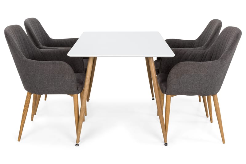 PESO Matbord + 4 CASPIAN Stol Mörkgrå/Vit - Matgrupp & matbord med stolar