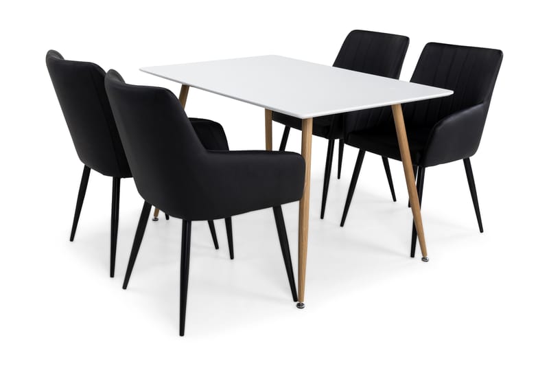 PESO Matbord + 4 CASPIAN Stol Svart/Vit - Matgrupp & matbord med stolar